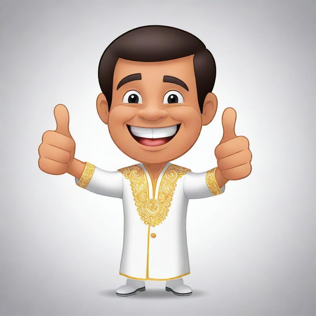 A cheerful Filipino cartoon character, sporting a traditional Barong Tagalog, giving a thumbs up.