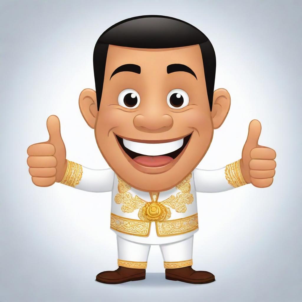 A cheerful Filipino cartoon character, sporting a traditional Barong Tagalog, giving a thumbs up.