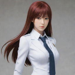 A detailed and high-quality image of Makise Kurisu, a main character from Steins Gate, in her signature outfit