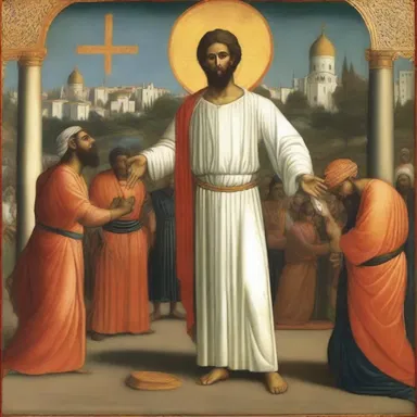 According to the legend, the martyr endured decapitation for refusing to renounce his faith.