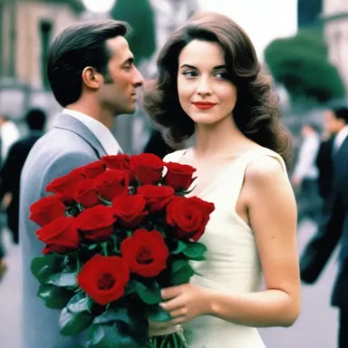 In the film, the protagonist received a dozen red roses as a romantic gesture.