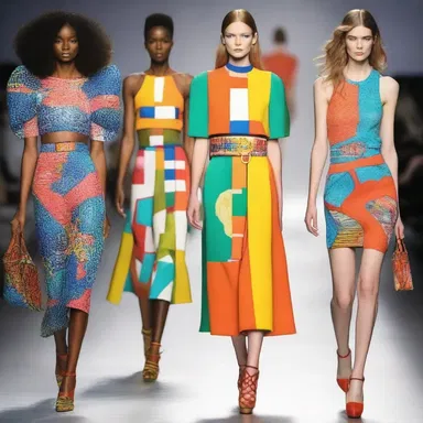 The runway show featured a collection of endless variations of vibrant colors and bold patterns.