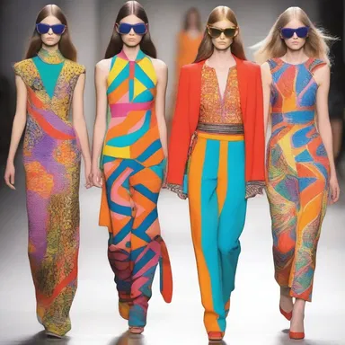 The runway show featured a collection of endless variations of vibrant colors and bold patterns.