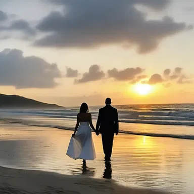 The couple shared an endless evening together, walking hand in hand along the beach and watching the sunset.