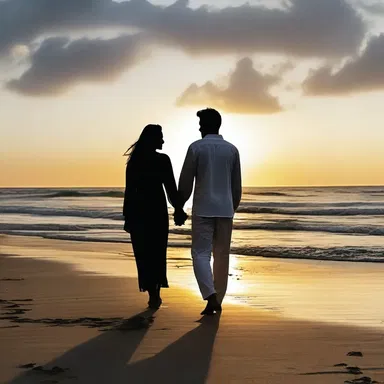The couple shared an endless evening together, walking hand in hand along the beach and watching the sunset.