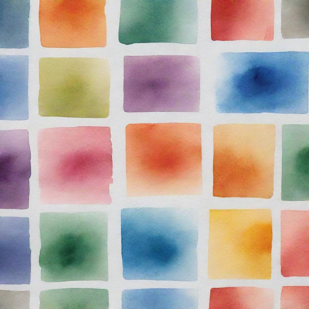 Generate a set of watercolor backgrounds, each sized approximately 3 inches by 2 inches, presenting a spectrum of color palettes and brush techniques reflective of the watercolor medium's variety.