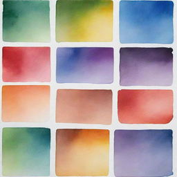 Generate a set of watercolor backgrounds, each sized approximately 3 inches by 2 inches, presenting a spectrum of color palettes and brush techniques reflective of the watercolor medium's variety.