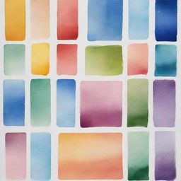 Generate a set of watercolor backgrounds, each sized approximately 3 inches by 2 inches, presenting a spectrum of color palettes and brush techniques reflective of the watercolor medium's variety.