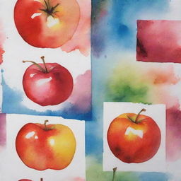 Produce a series of images each measuring approximately 3 inches by 2 inches, featuring vibrant watercolor splashes with a rich variety of hues and intensities.