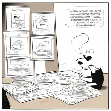 In the comic strip, the character accidentally spills ink all over their drawing and tries to rub it off.