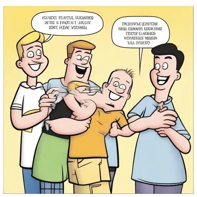 In the comic strip, the characters rub their hands together with glee.