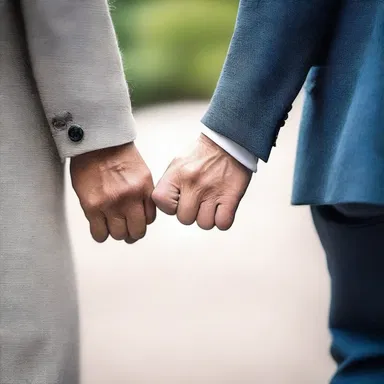 The couple's hands brushed against each other as they walked, and their fingers began to rub gently together.
