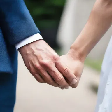 The couple's hands brushed against each other as they walked, and their fingers began to rub gently together.