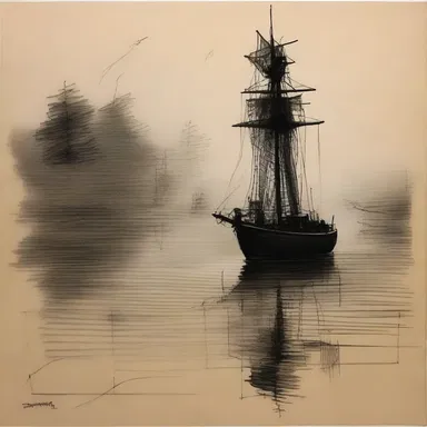 The artist used charcoal on rough paper to create a sketch, smudging and rubbing the lines to achieve the desired effect.