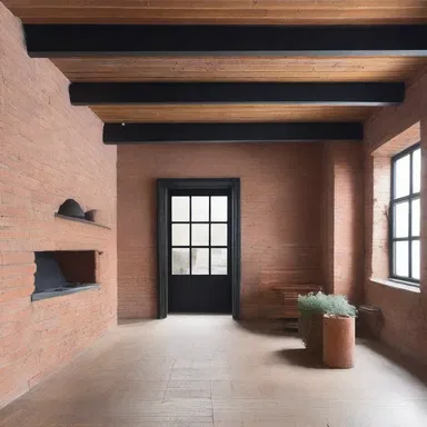 The rough brick walls in the loft were intentionally left untouched to give a rustic charm and a rubbed texture to the space.
