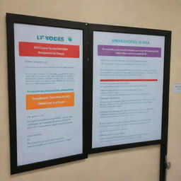 Clear informational sign boards placed strategically to remind patients about the screening process they have to follow