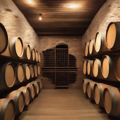 The rustic farmhouse had a stunning wine cellar with rows of tuns stacked against the walls.