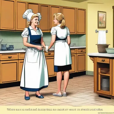 After a long day of scouring the kitchen, the maid made a joke about needing a vacation to recover from all the scrubbing.