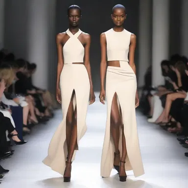 The fashion designer incorporated the prostyle style in his collection, creating dresses with column-like structures along the opening.