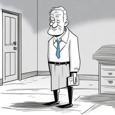 In the cartoon, the character's actions corroborate his claim of innocence.