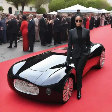 The fashion-forward celebrity arrived at the red carpet event on a sleek black hack, making a grand entrance and turning heads with their unique choice of transportation.