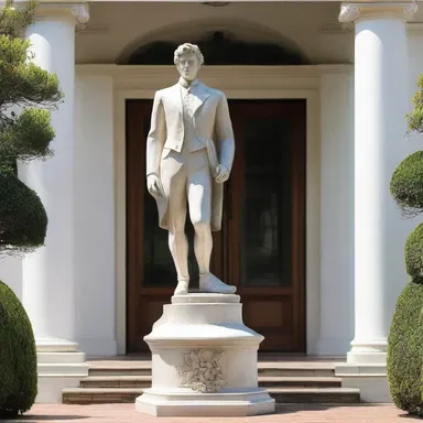 The grand entrance of the mansion featured a beautiful statue of a hack, representing elegance and strength.