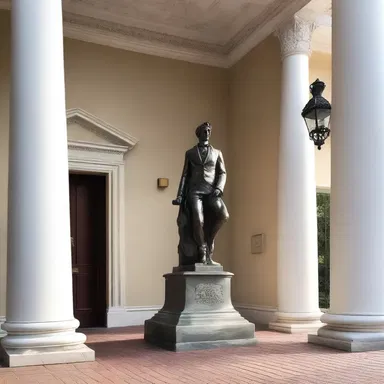 The grand entrance of the mansion featured a beautiful statue of a hack, representing elegance and strength.