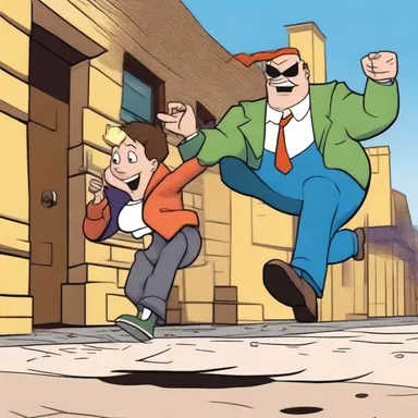 In the cartoon, the main character hopped into a hack to chase after the villain.