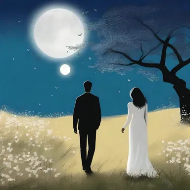 Sarah and Mark went for a walk in the moonlight, hand in hand, enjoying the gentle breeze and the sweet smell of flowers in the air.