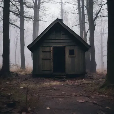 As the protagonist nervously made his way through the dark and eerie forest, he stumbled upon an abandoned shack and cautiously approached, fearing what horrors awaited inside.