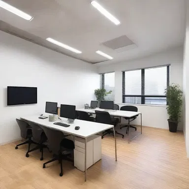The minimalist design of the office space had a hack that gave it a sleek and modern look.