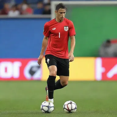 The soccer player wore stylish shin guards to protect himself from getting hacked.