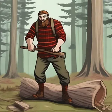 The lumberjack hacked at the fallen tree trunk with his axe, determined to clear the path for his companions.