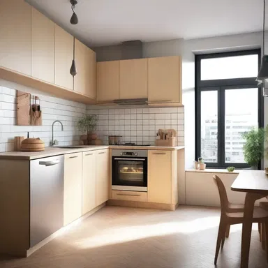 The architect had to hack the small space and design a functional yet stylish kitchen for the apartment.