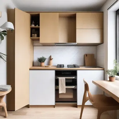 The architect had to hack the small space and design a functional yet stylish kitchen for the apartment.