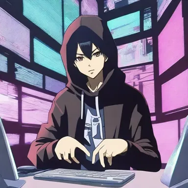 The hacker used his coding skills to hack into the virtual world in the anime series.