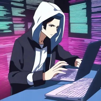 The hacker used his coding skills to hack into the virtual world in the anime series.