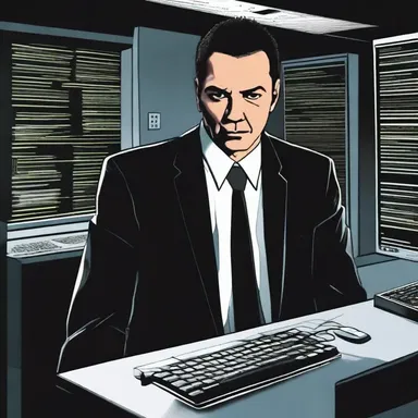 The author's protagonist was able to hack into the mainframe and uncover the government conspiracy in the thriller novel.