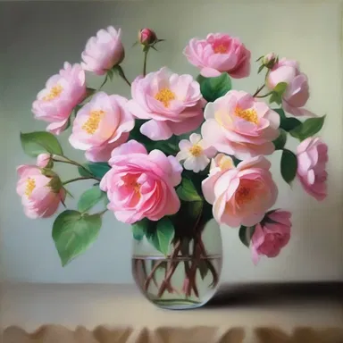 The artist painted a stunning still life of a bouquet of musk roses, capturing their delicate fragrance and vibrant colors.