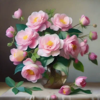 The artist painted a stunning still life of a bouquet of musk roses, capturing their delicate fragrance and vibrant colors.