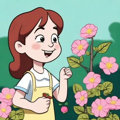 In the cartoon, the character plucks a musk rose from the garden and sneezes comically due to its strong scent.