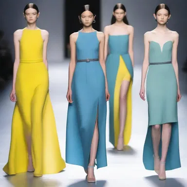 The designer incorporated the subtonic color into the collection, adding a subtle touch of drama to each garment.