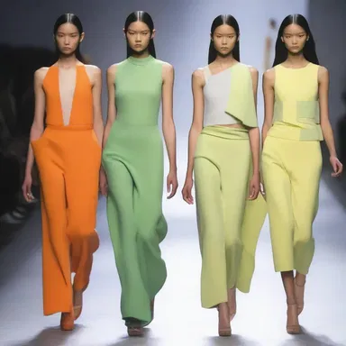 The designer incorporated the subtonic color into the collection, adding a subtle touch of drama to each garment.