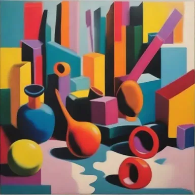 The artist used vibrant colors and bold strokes to create the illusion of objects resurfacing from the depths of the canvas.