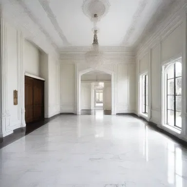 The interior designer decided to resurface the old wooden floors with polished marble for a more elegant look.