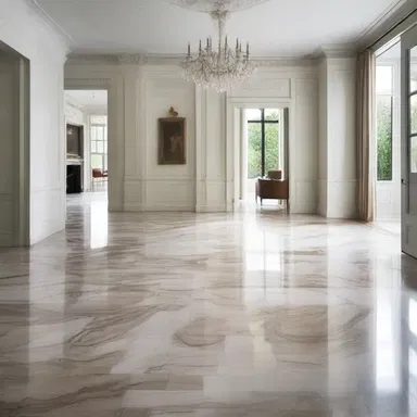 The interior designer decided to resurface the old wooden floors with polished marble for a more elegant look.