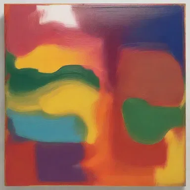 The artist used various techniques to create the illusion that the colors on the canvas were resurfacing from beneath layers of paint.