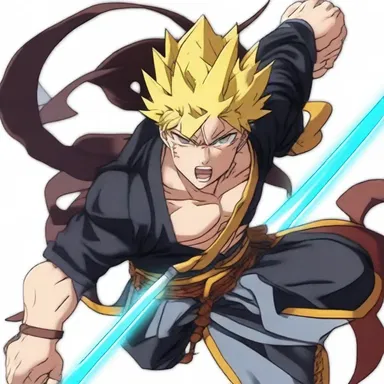The main character in the anime series is a word-blind warrior who battles evil forces using his extraordinary physical skills.
