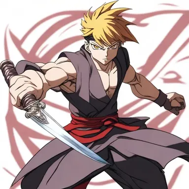 The main character in the anime series is a word-blind warrior who battles evil forces using his extraordinary physical skills.