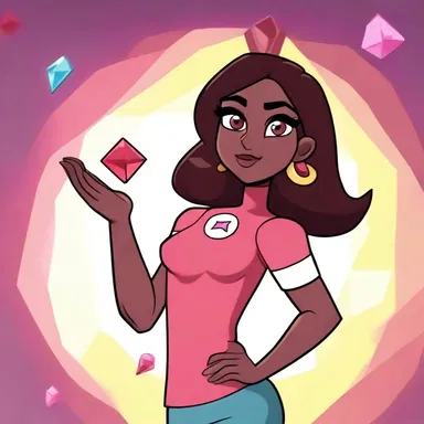 In the cartoon show 'Steven Universe,' the character Garnet has a three-sided gemstone on her left hand.